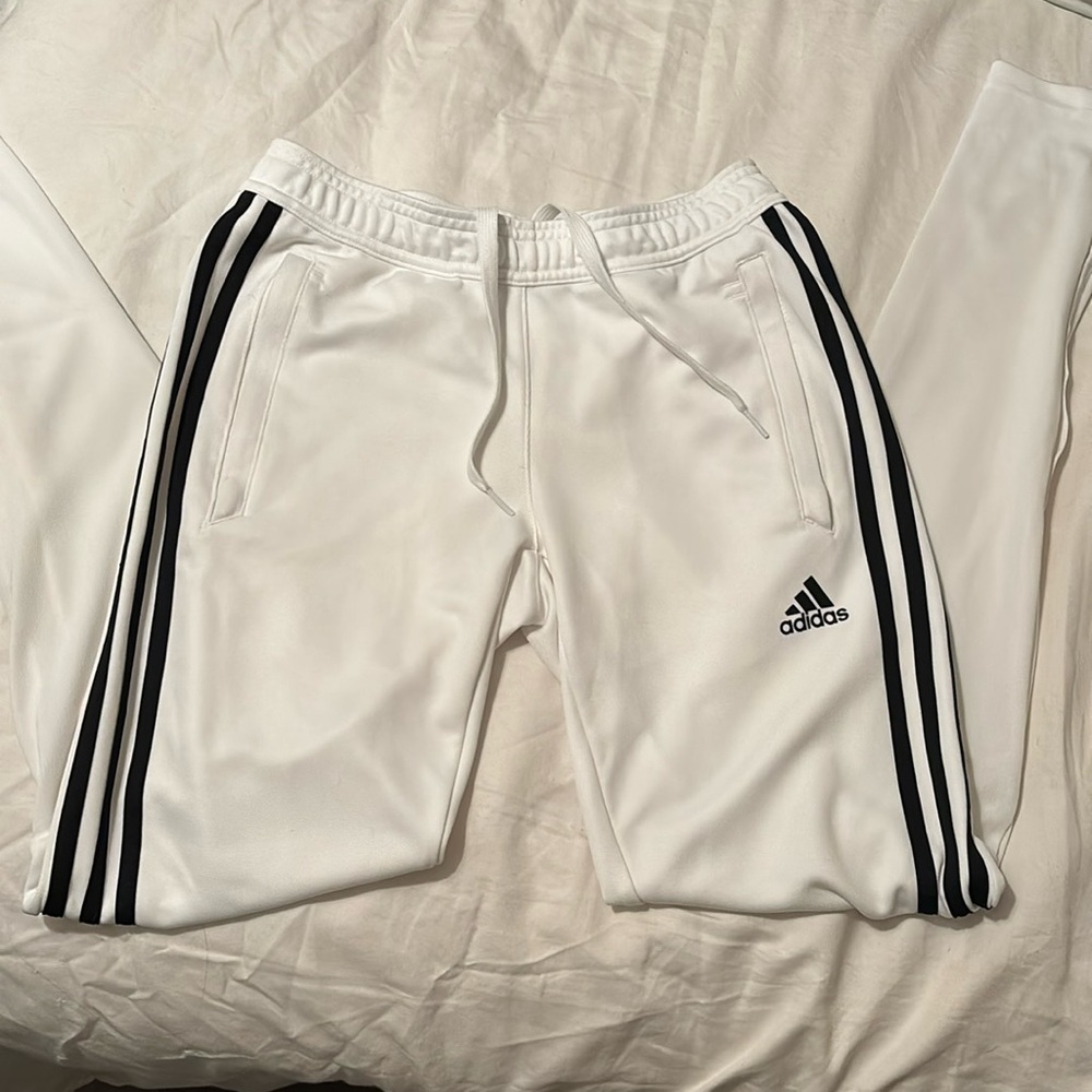 Adidas XS white and black striped joggers